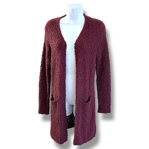 Bobea Women's Burgundy Open-Front Long Sleeve Comfy Sweater Cardigan